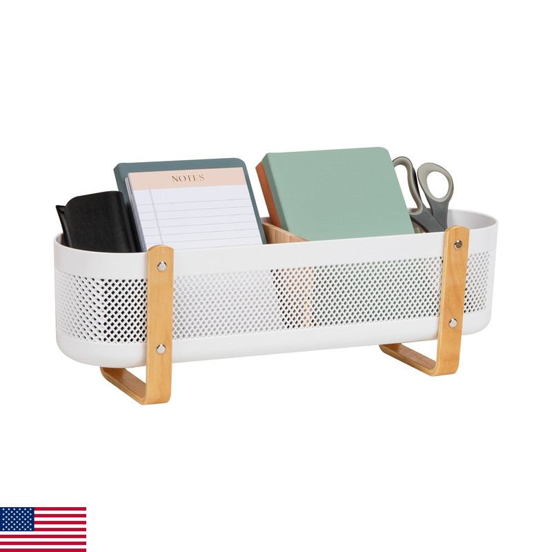 Mind Reader Divided Storage Basket Legs Accessory Holder Desktop Organization
