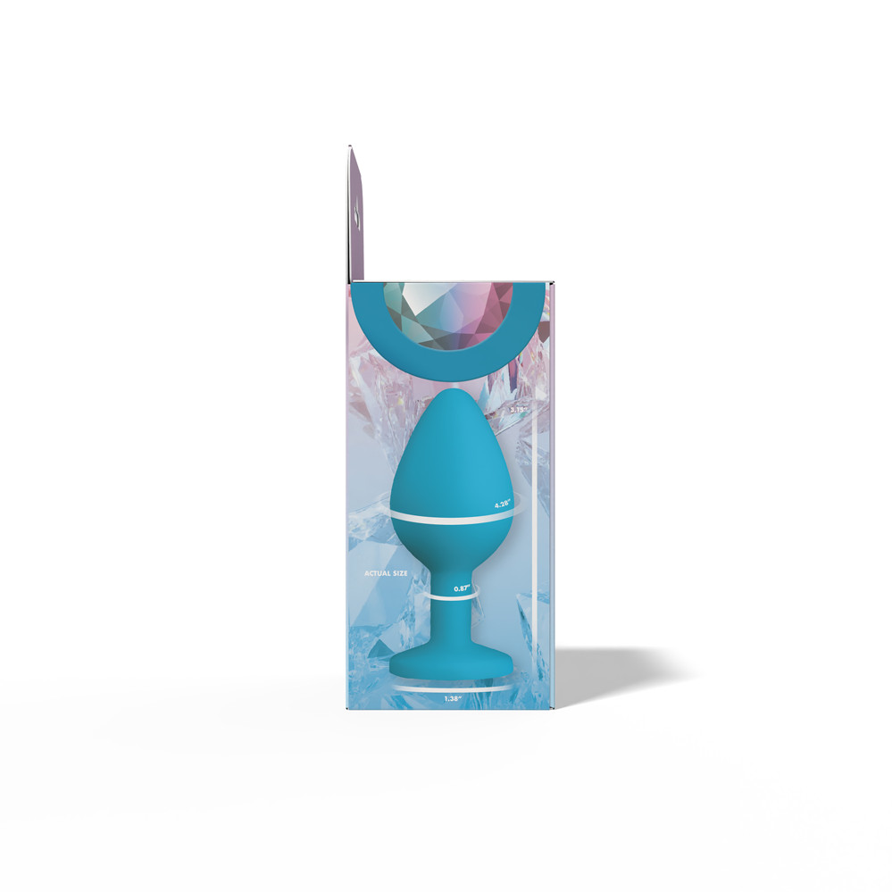 Gemma Clear Iridescent Gem Teal Silicone Plug - M