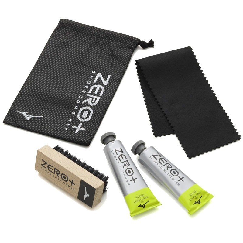 Mizuno ZERO+ Soccer Shoe Care Kit Leather Cleaner Conditioner Brush Lemongrass