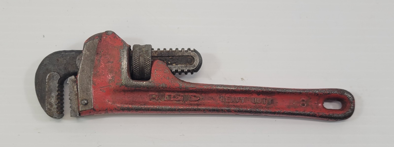*M) Vintage 8" Ridge Tool Rigid Adjustable Heavy Duty Jaw Pipe Wrench USA