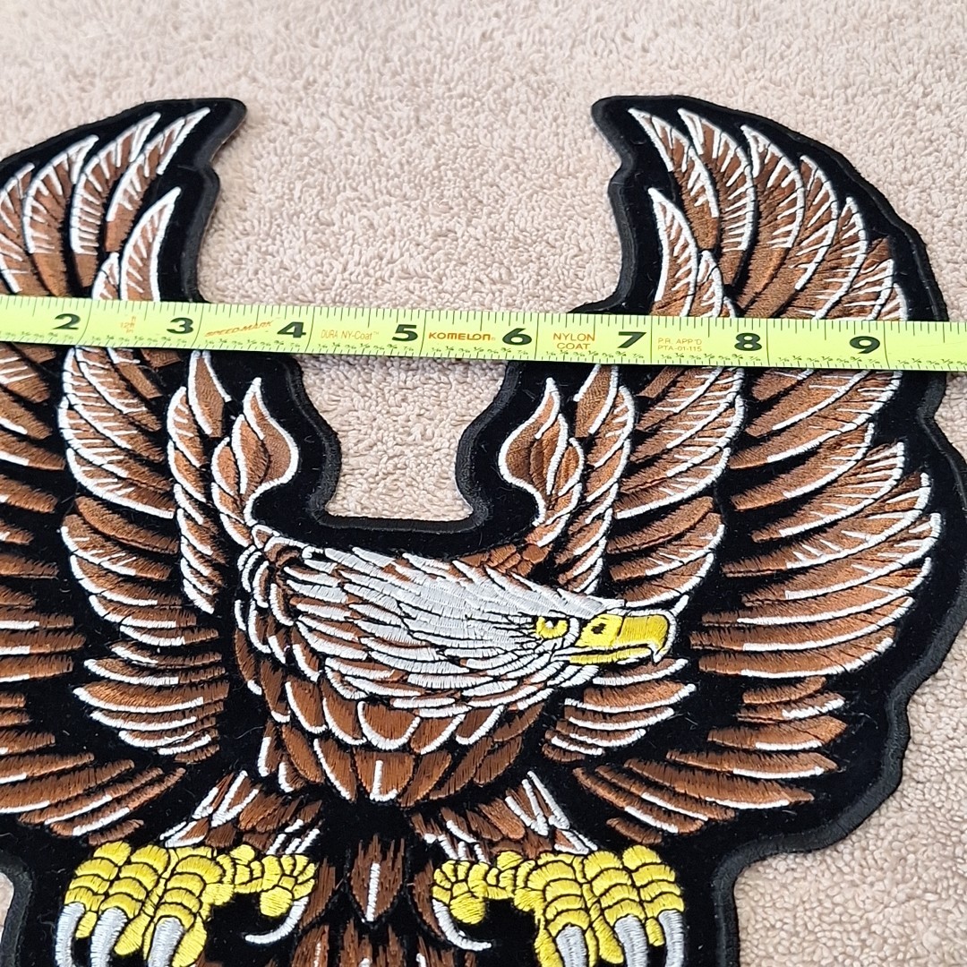 Eagle Biker Patch Large Embroidered Iron On 11" x 9.5"