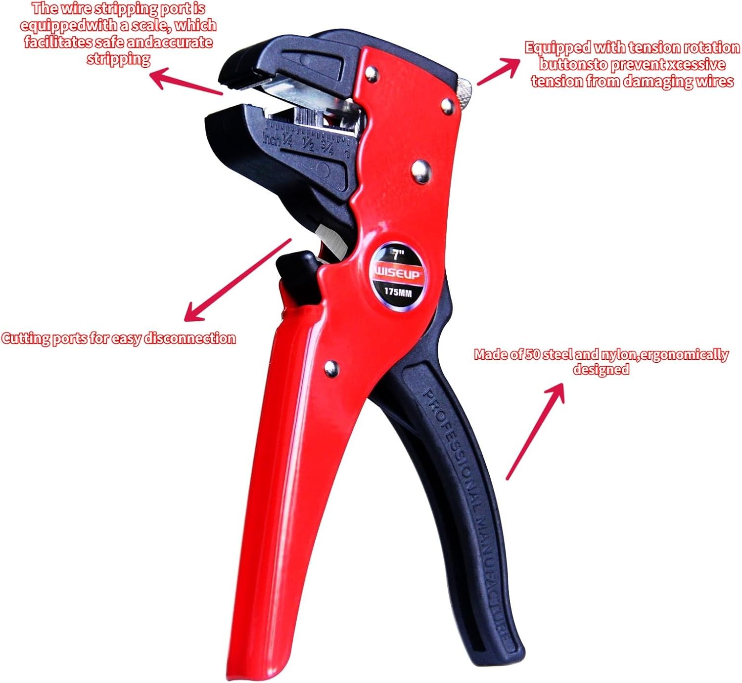 WISEUP Automatic Quick Strip Wire Stripper and Cutter,Eagle Nose Pliers