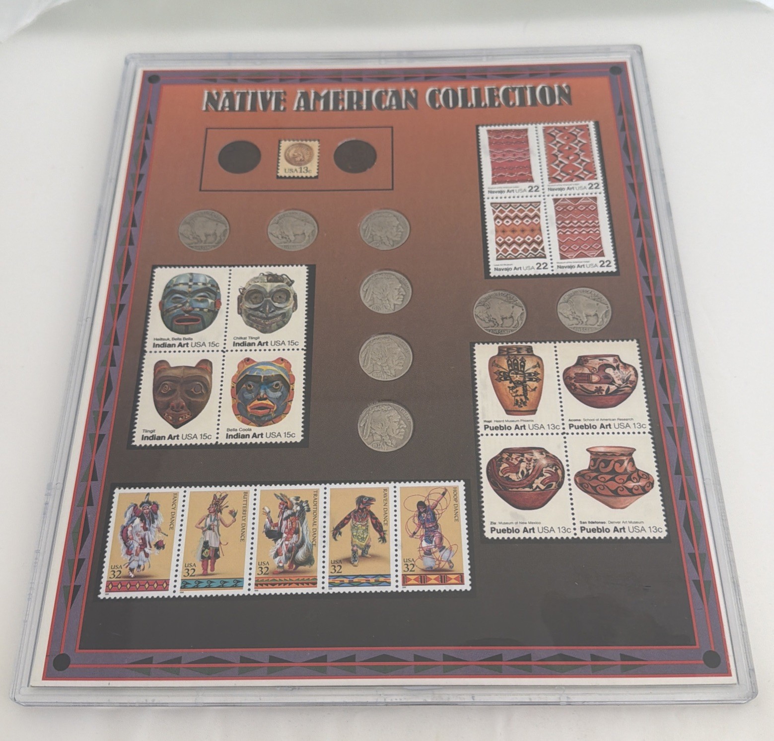 Native American Collection Coins & Stamps SSCA 1996 Indian Penny Buffalo Nickel