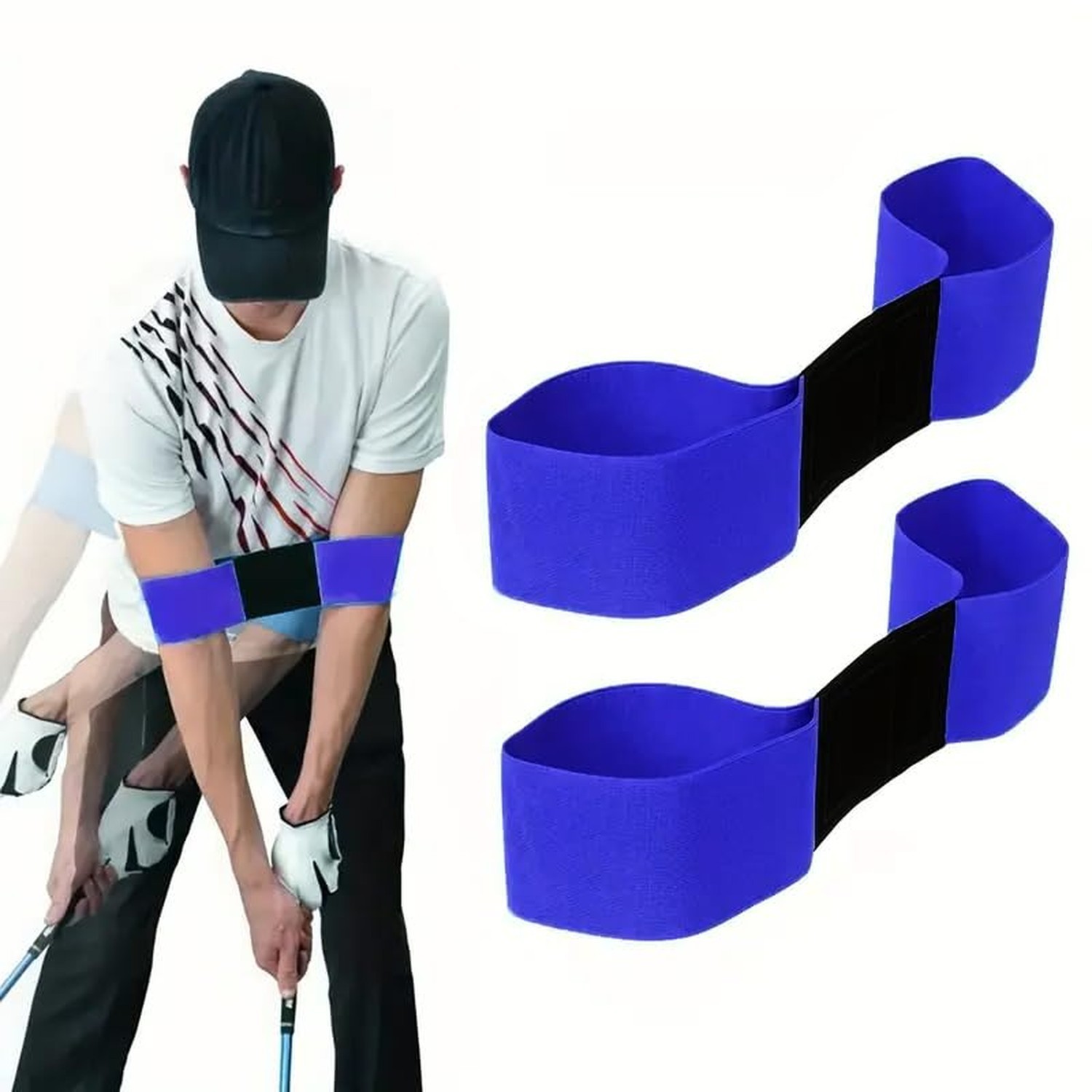 2 Pack Golf Swing Arm Band Golf Swing Training Aid Elastic Swing Correcting T...