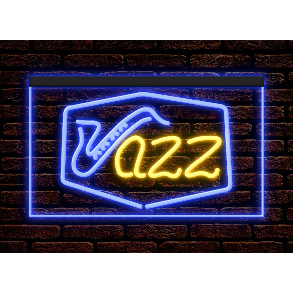 Dual Color Two Tone illuminated Neon Sign Jazz Bar Music Live Lounge Shop Pub