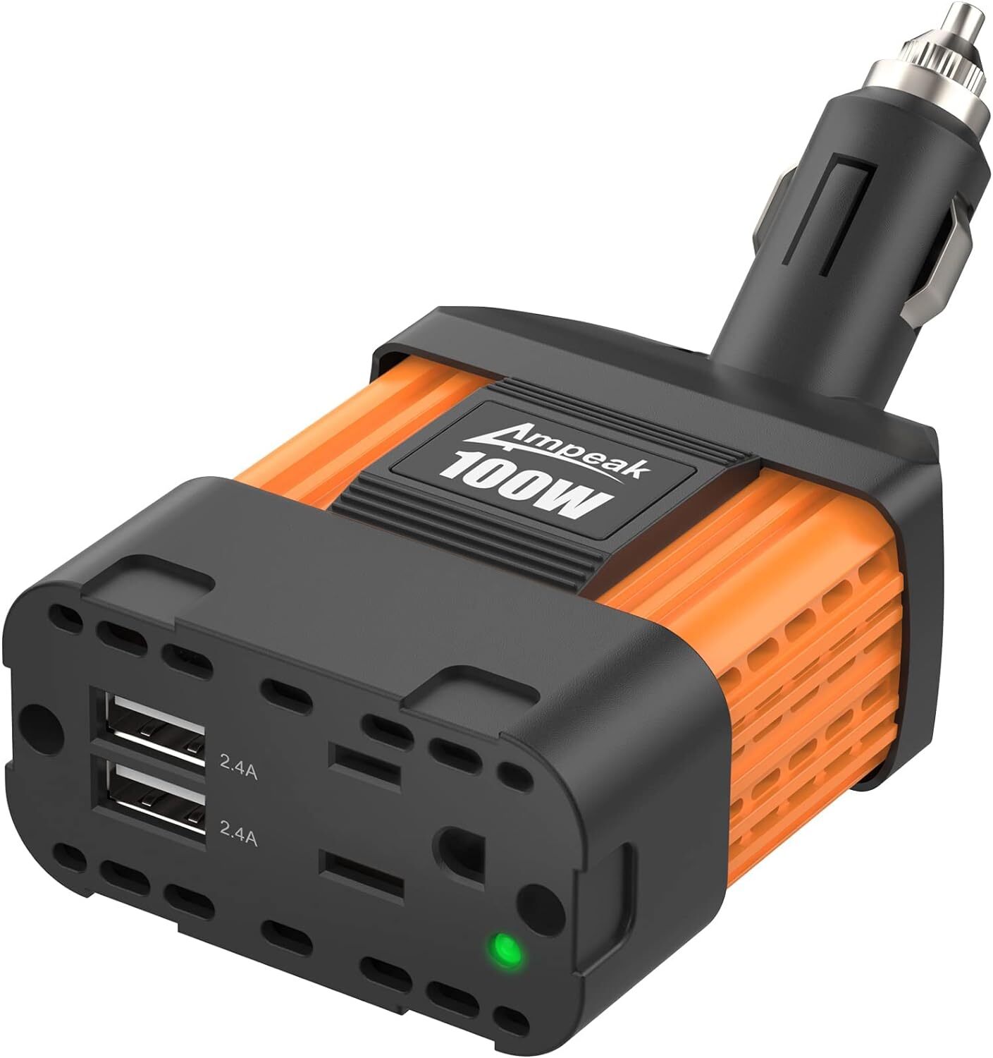 Ampeak 100W Car Power Inverter 2 Usb 2.4A Ports Ac Outlet Charger For Laptops