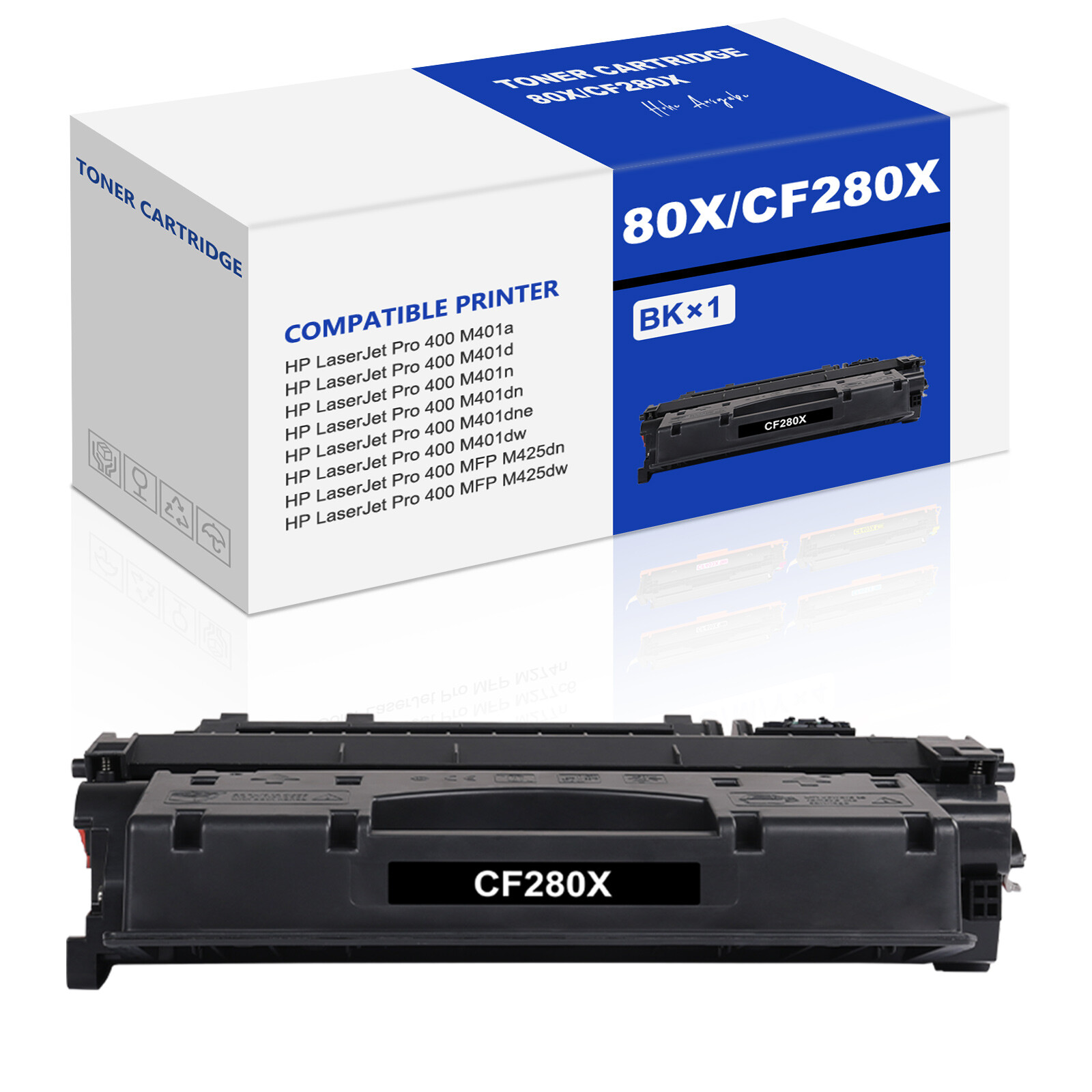 1x CF280X 80X Toner Cartridge for HP LaserJet Pro 400 M401n M401d M401dn Printer