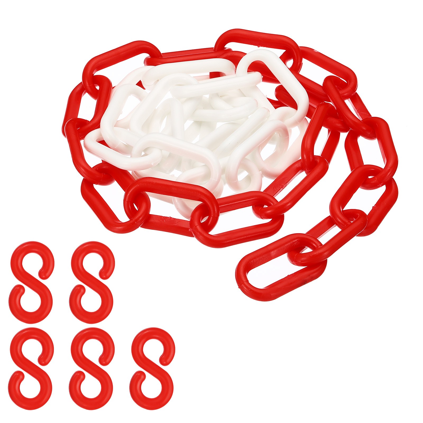 Plastic Chain,3 FEET Safety Barrier Chain for Crowd, 1/4inch(6mm) Red/White