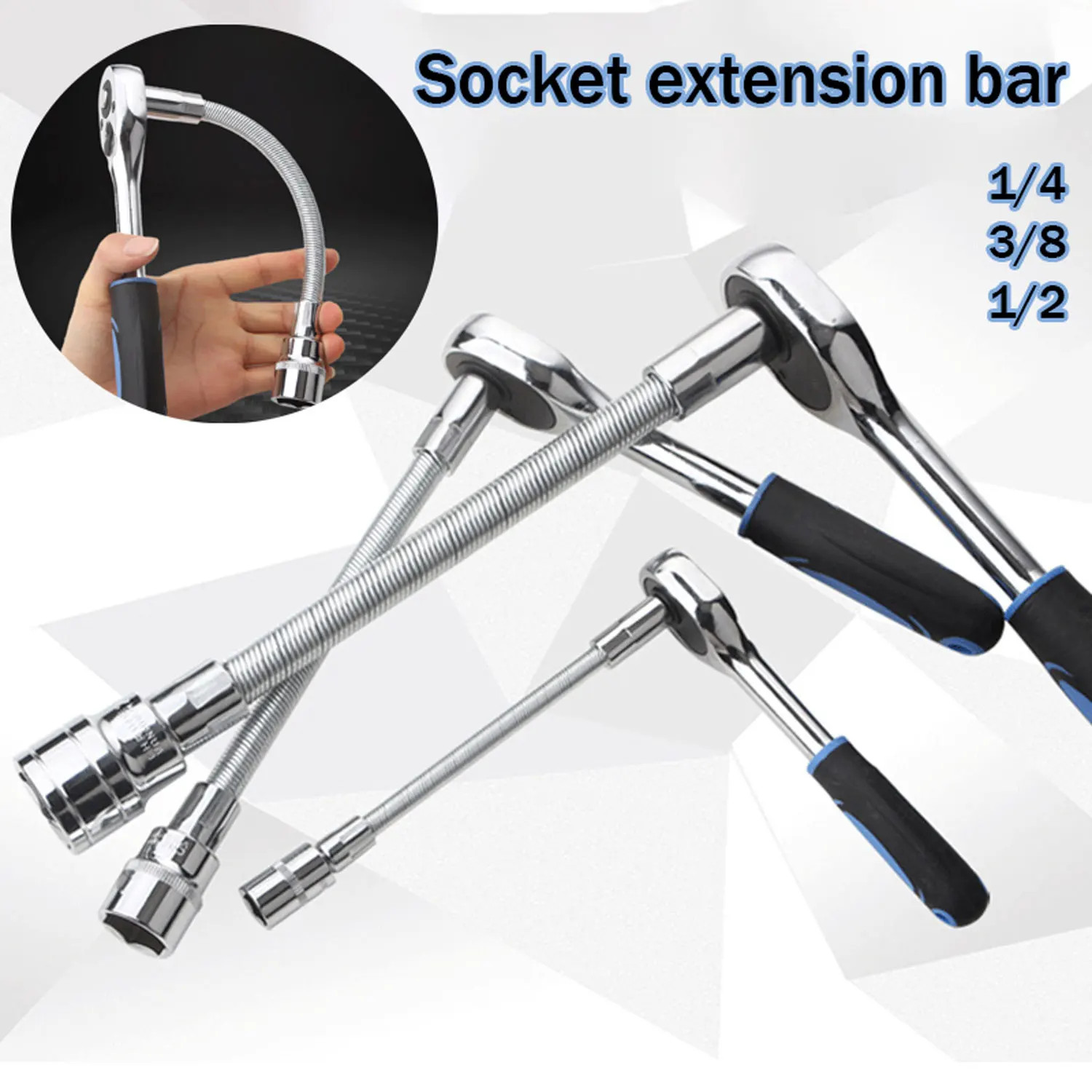 Flexible Socket Wrench Extension Bendable Impact Adapter 1/4" 3/8" 1/2" Drive