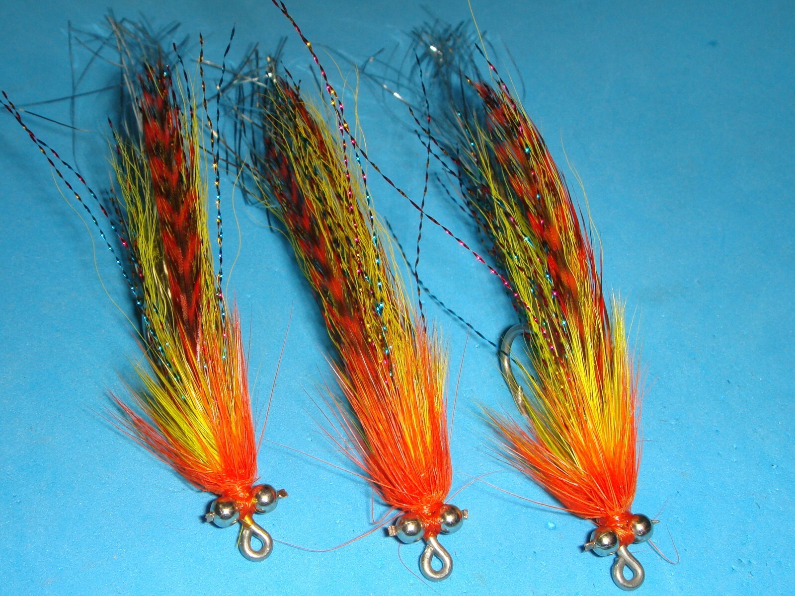FLY FISHING FLIES - Or/Yell. FLASHTAIL WHISTLER (Silver Flash) size 3/0 (3 pcs)