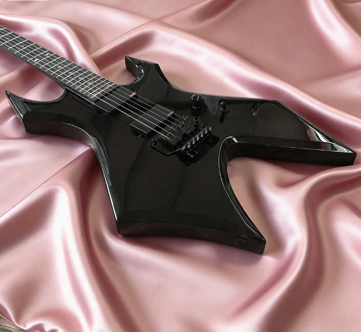 Black BC Rich Warlock Electric Guitar 6 Strings Solid Body H-H Pickups FR Bridge