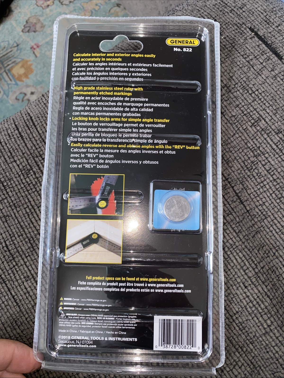 General Digital Angle Finder Ruler Protractor Tool Stainless Steel 5" 822 Sealed