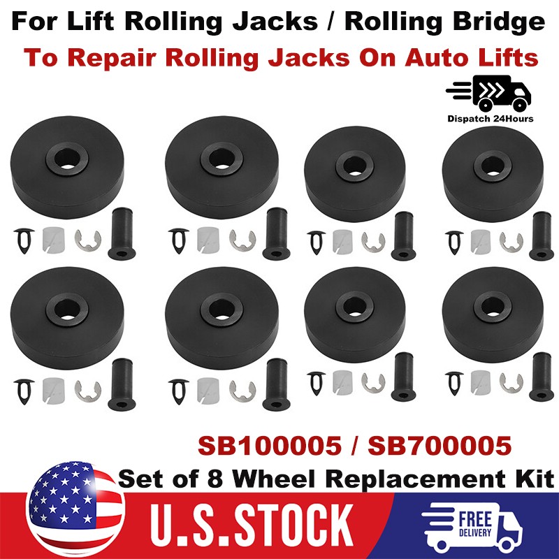 Set of 8 Wheel Kit For Lift Rolling Jacks / Rolling Bridge SB700005 RJ6 RJ6000