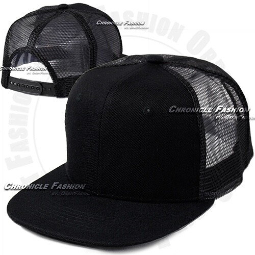 Trucker Hat Mesh Baseball Cap Snapback Adjustable Plain Solid Hip Hop Flat Men