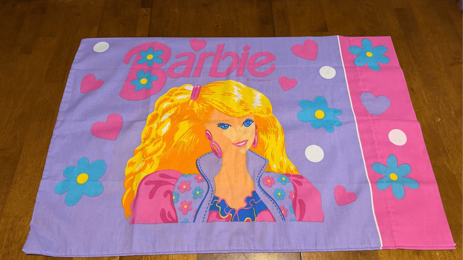 Vintage Mattel Barbie Purple Pink Retro Cotton Blend Standard Pillowcase
