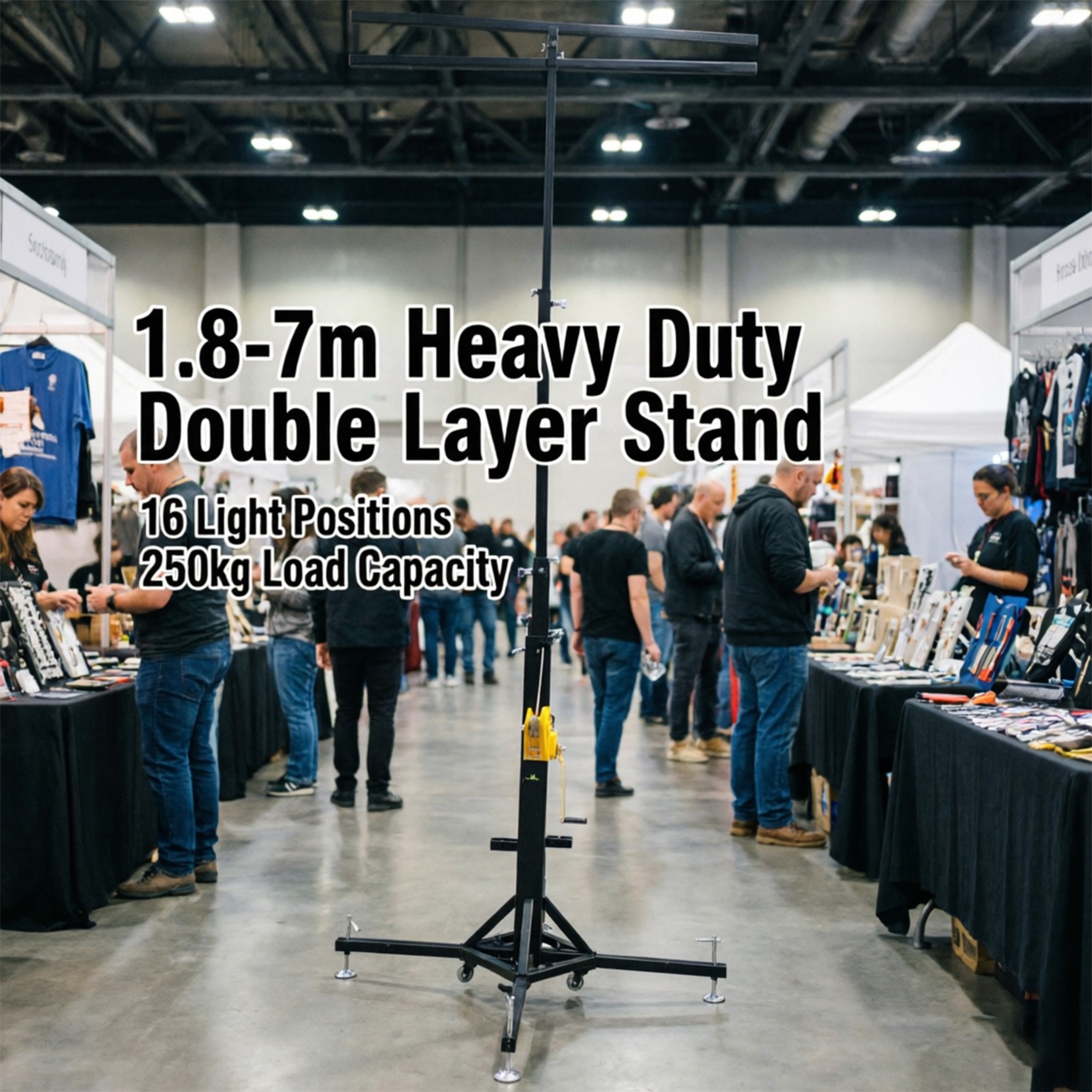 5.91-22.97 ft Heavy Duty Truss Stage Stand 16 Lamp Slots 551lb Load w Hand Wheel