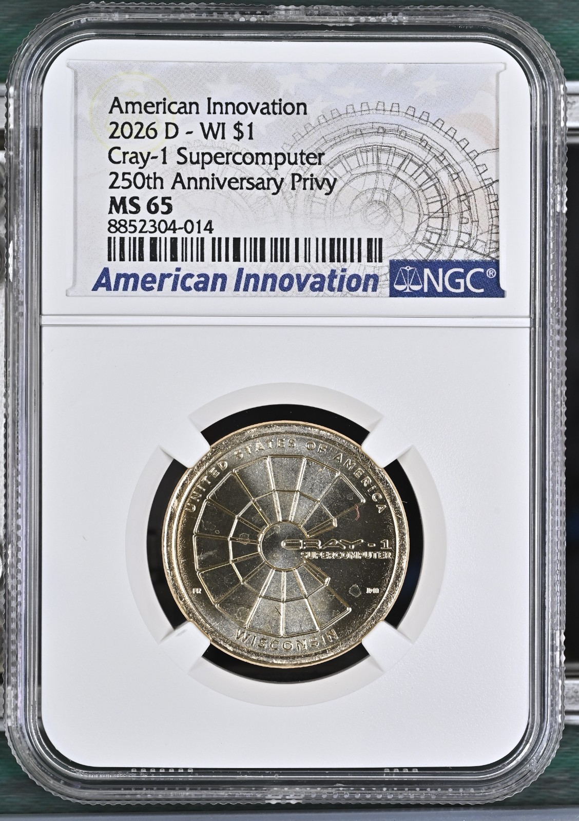 2026 D Cray-1 Computer Wisconsin Innovation Dollar Graded NGC MS-65 w/ 250 Privy