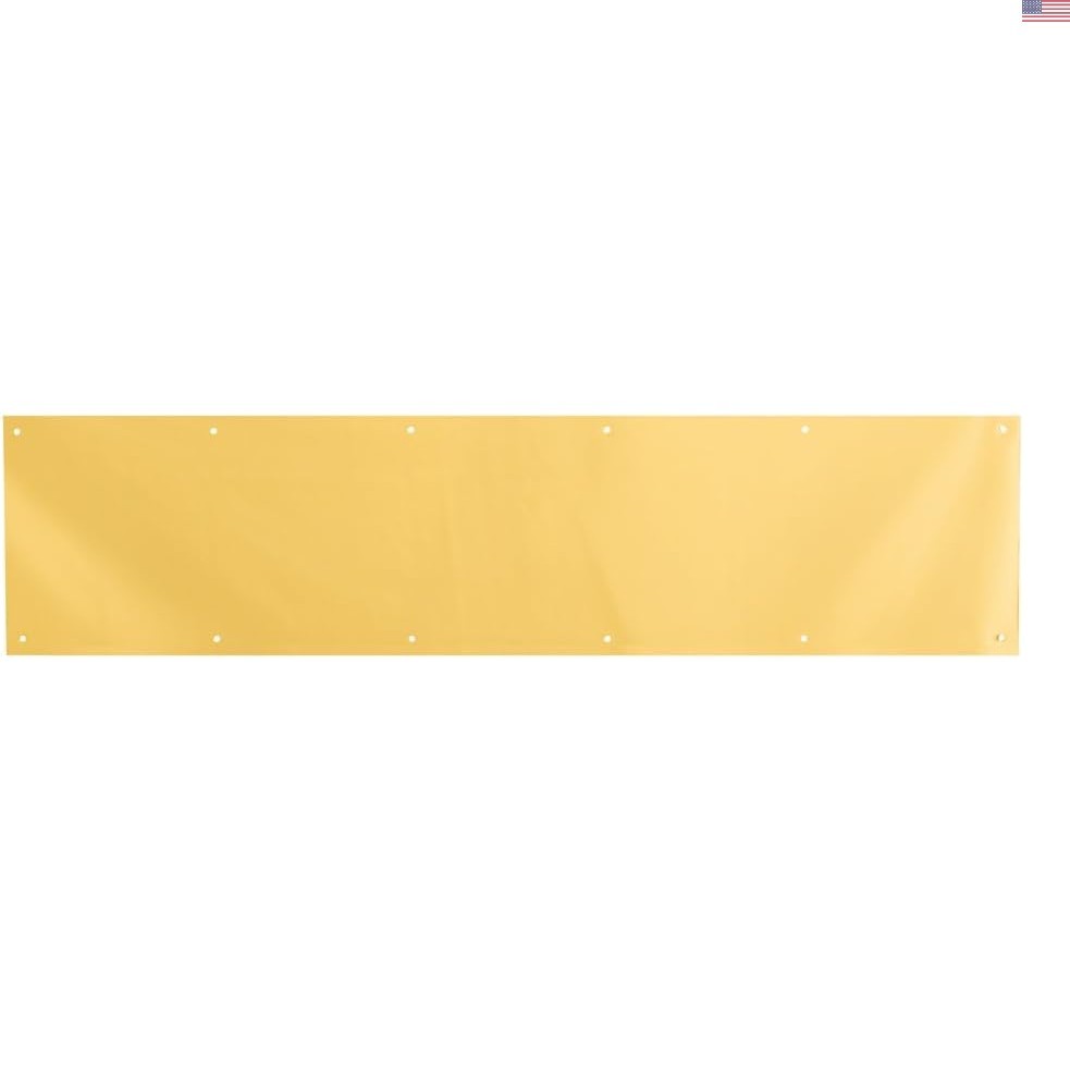 Customizable Brite Brass on Aluminum Kick Plate, 8x34 Inches - Simple Install