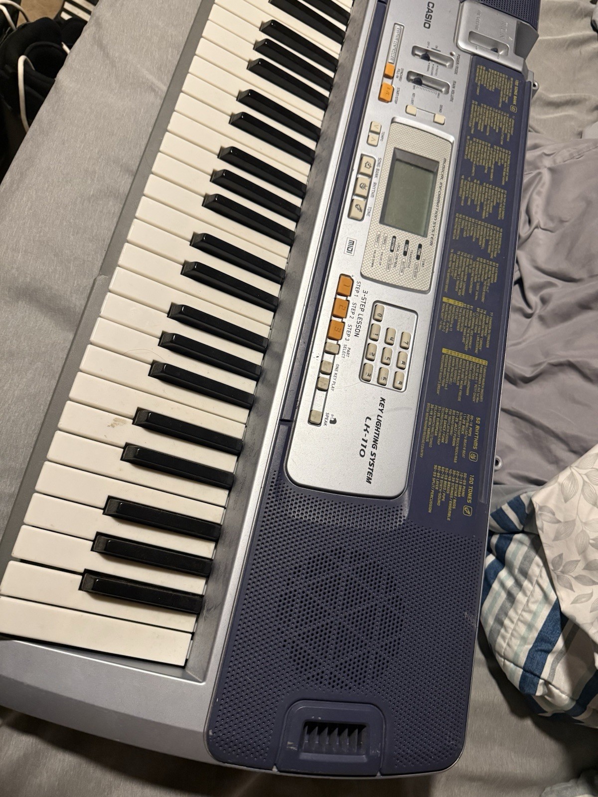 Casio LK-110 61-Key Lighting Keyboard w/ LCD & Built-in Speaker Blue/Silver