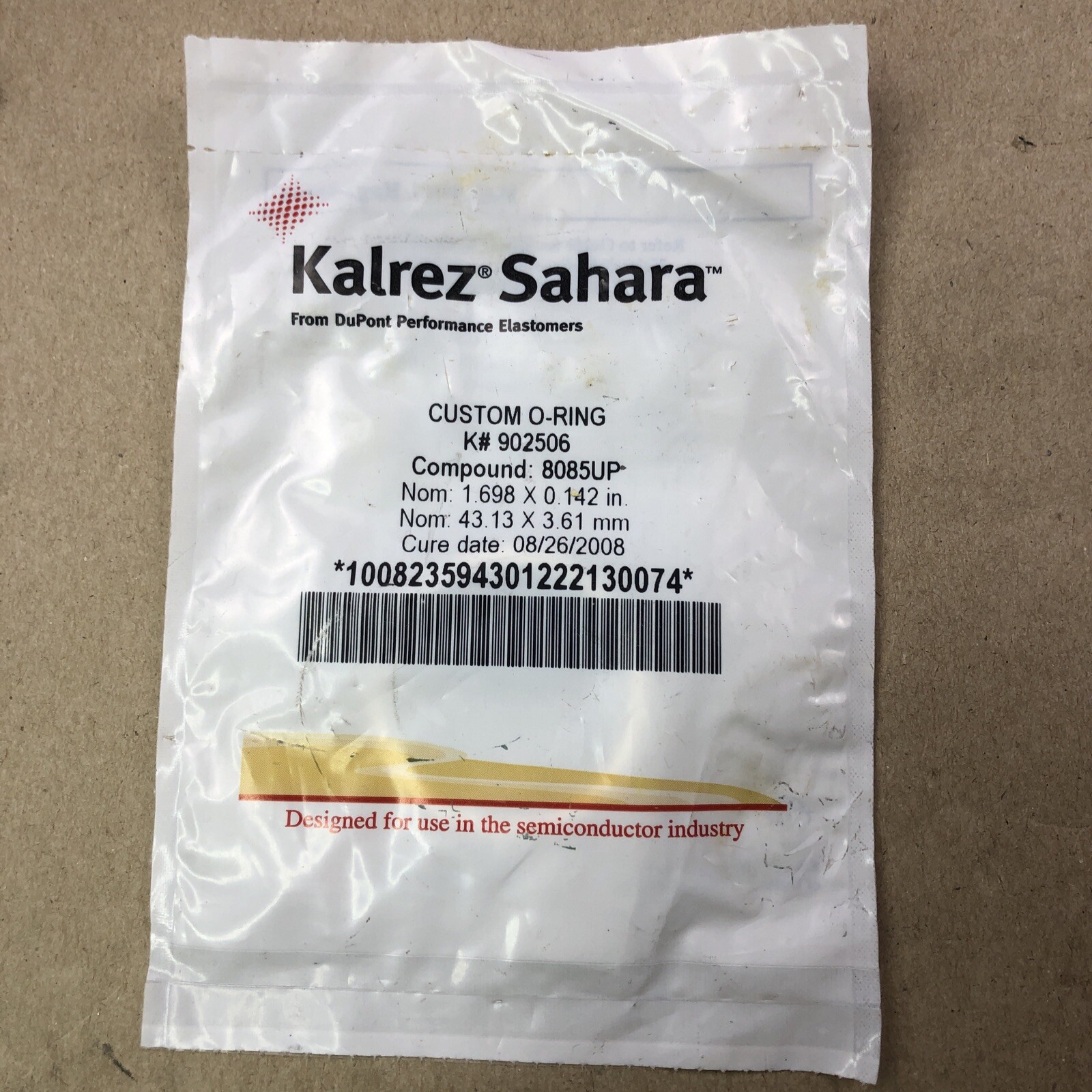 DuPont Kalrez Sahara Custom O-Ring, K#902506, Compound 8085UP, 1.698” x 0.142”