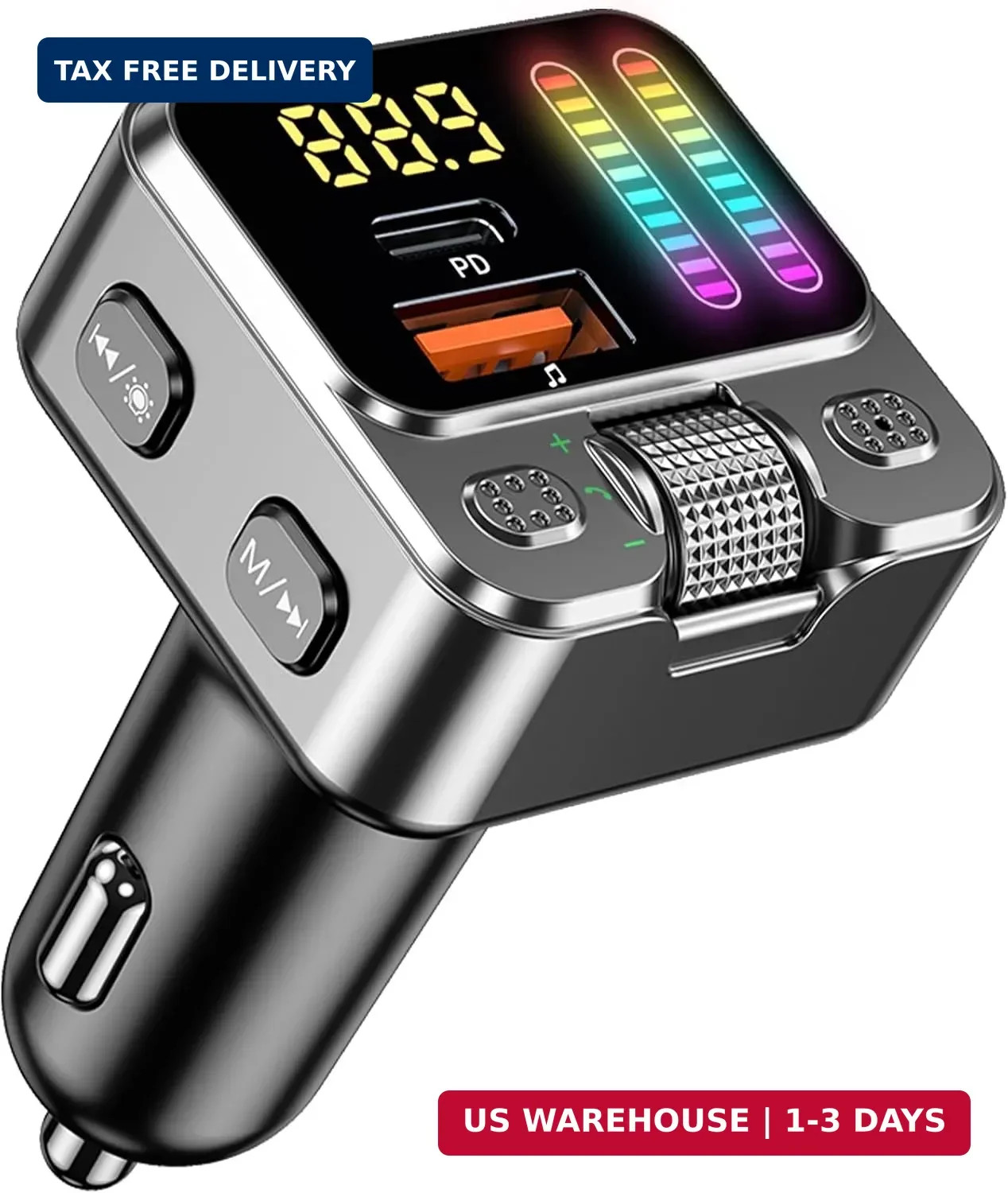 Bluetooth 5.3 Car Adapter with FM Transmitter 42W PD Fast Charging | Bluetooth A