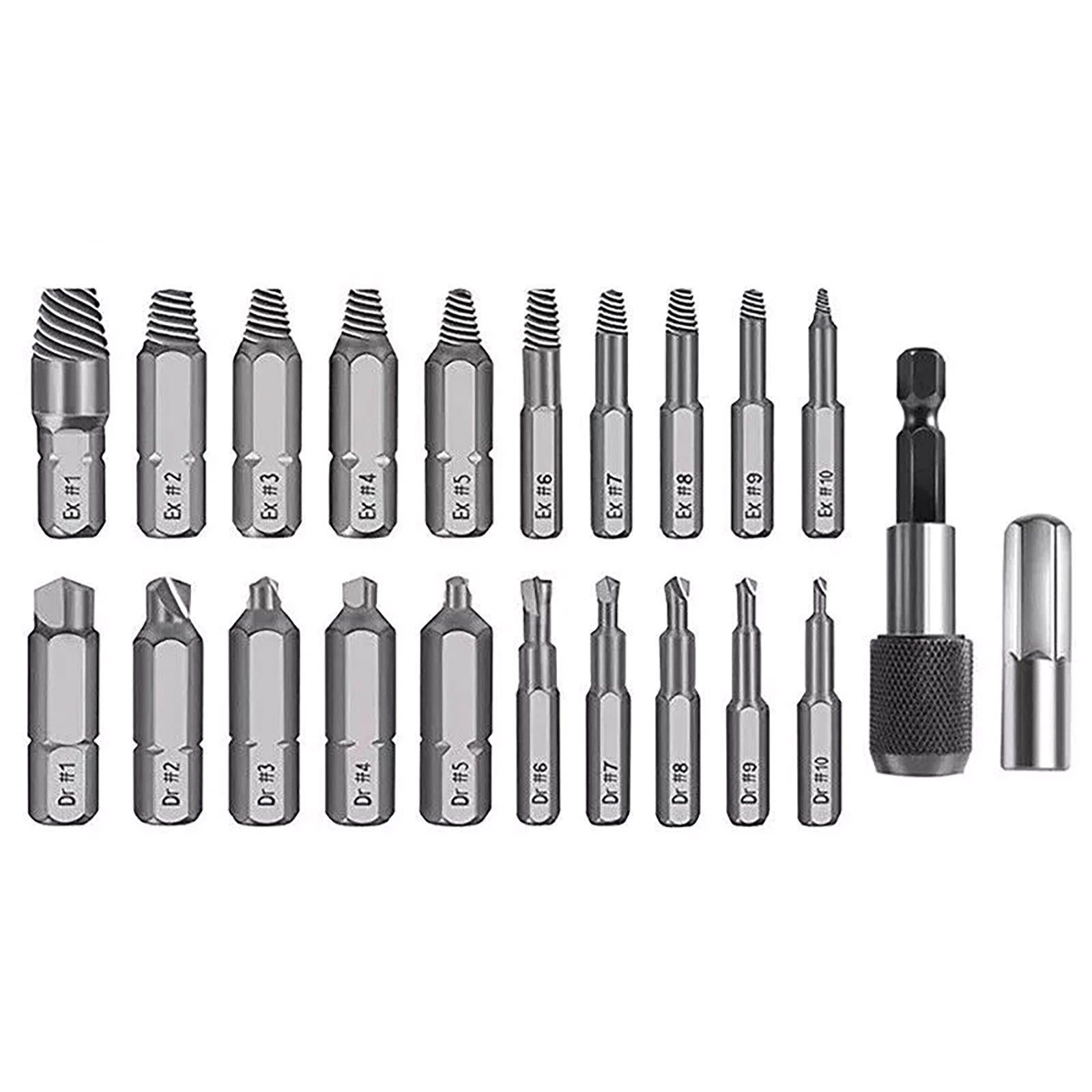 22* Broken Screw Extractor Remover Set Damaged Bolt Easy Out Stripped Drill Bit