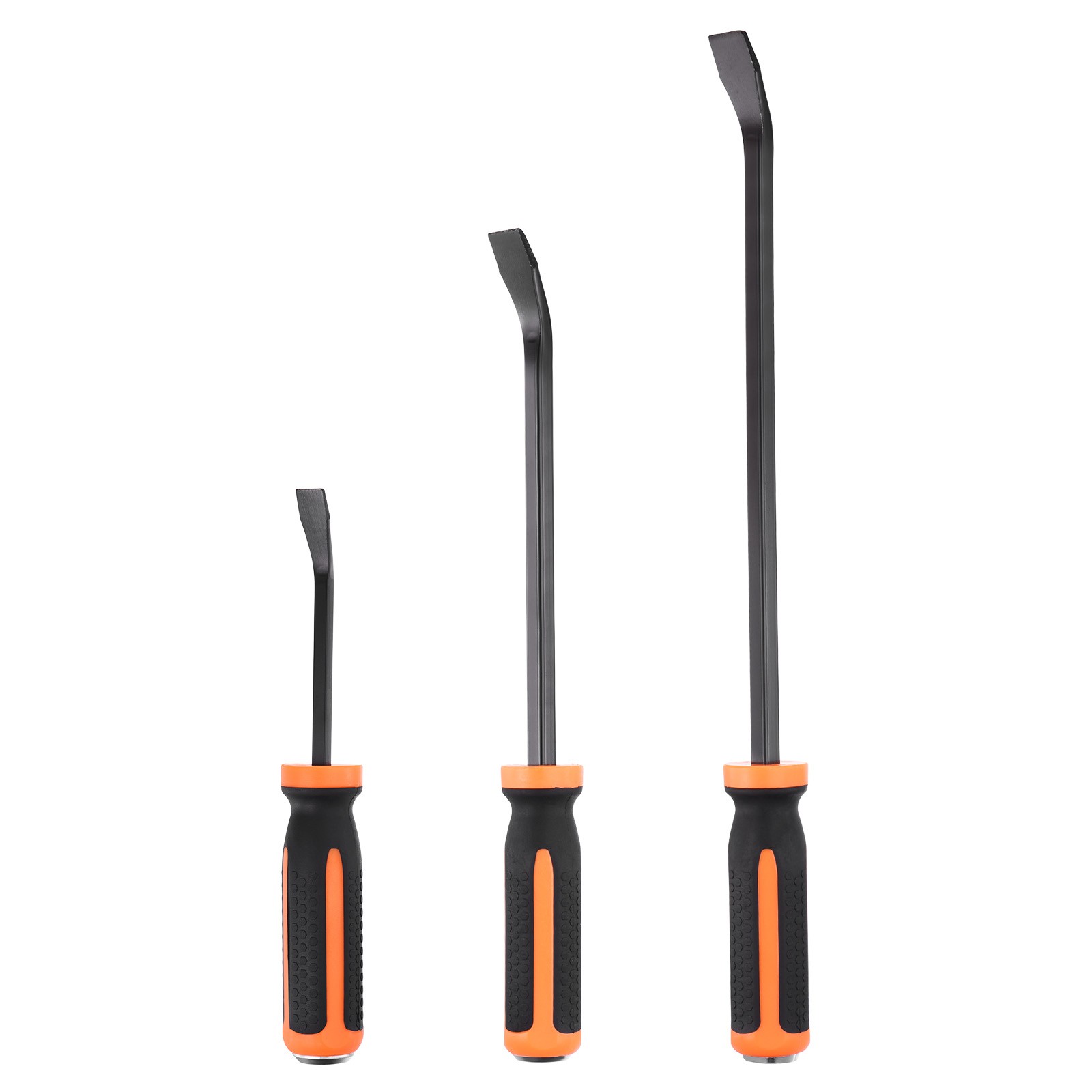 3 Pcs Pry Bar Set, 8/12/17 Inch Mechanic Hand Tool with Handle, Black Orange
