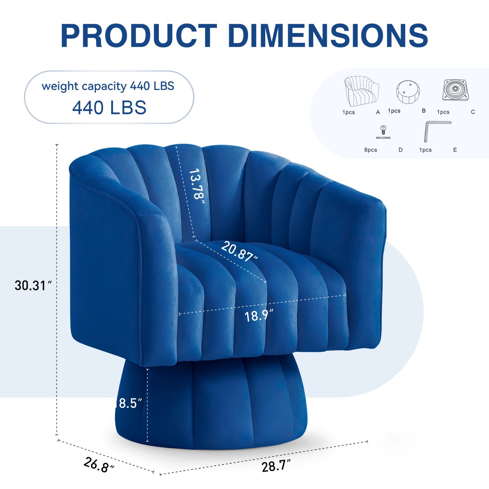 Korser 360° Swivel Accent Chair with Velvet Upholstered Swivel Barrel Chairs