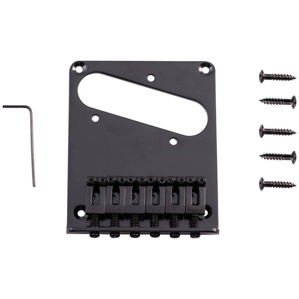 Black Hardtail Bridge for Tele Style Electric Guitar