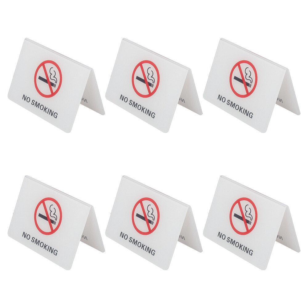 6pcs Acrylic Hotel Resturant Table Warning Signs SMOKING White 70x103.5x59.5mm
