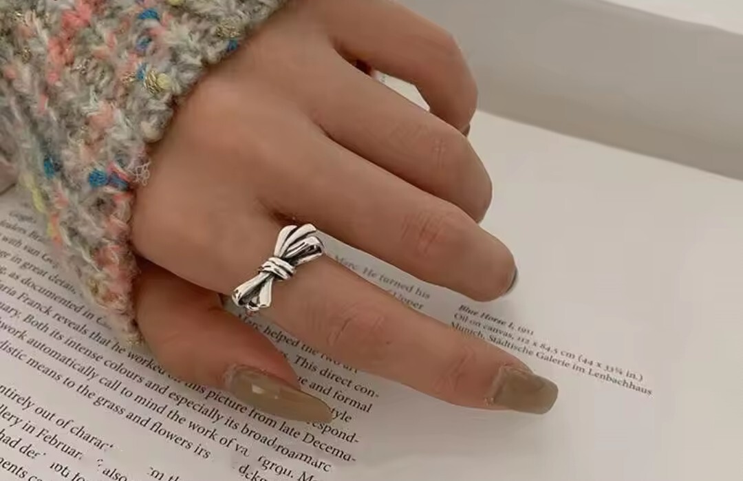 925 Sterling Silver Bow Adjustable Rings