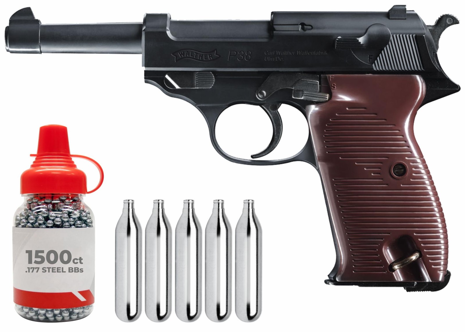 Wearable4U Umarex Walther P38 Semi Auto CO2 Air Pistol BB Airgun Blowback Bun...