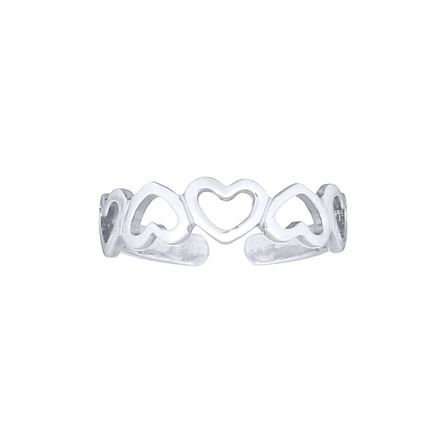 Silver Jewelco London 5 Open Love Hearts Toe Ring