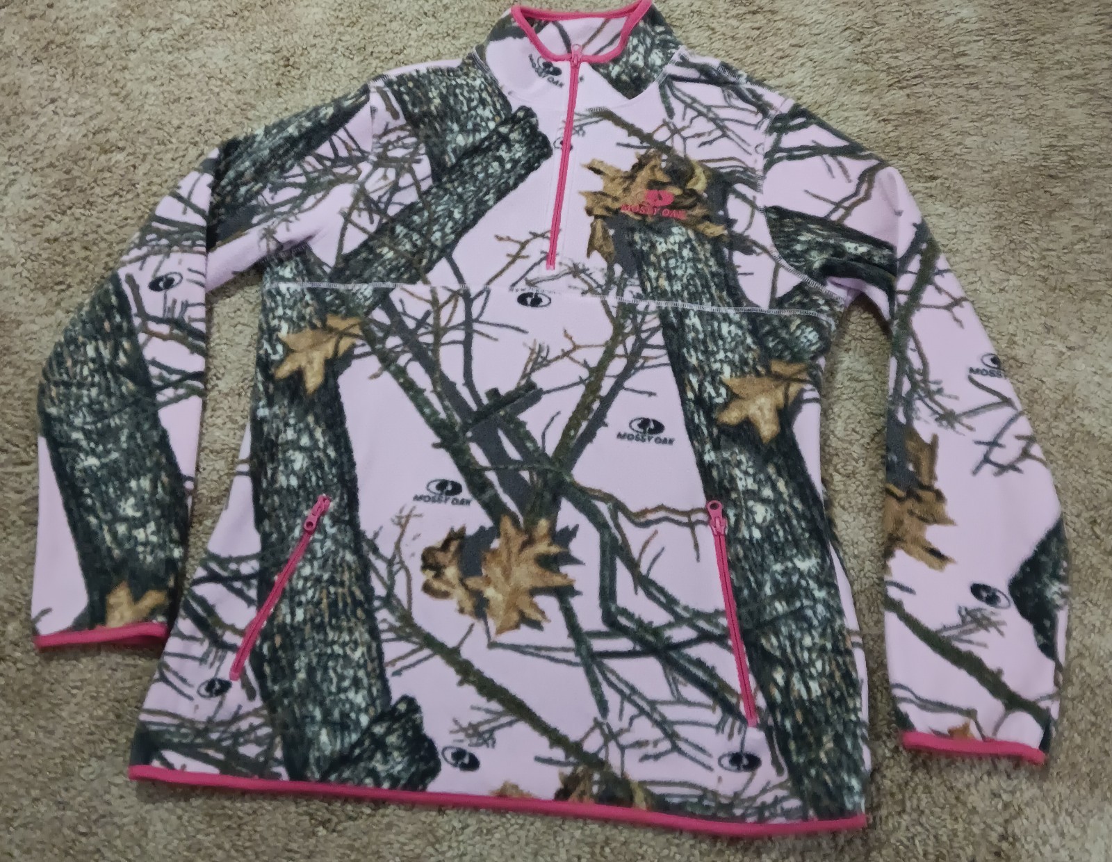 Mossy Oak Women's Size XL (16-18) 1/4 Zip Pink Camo Jacket