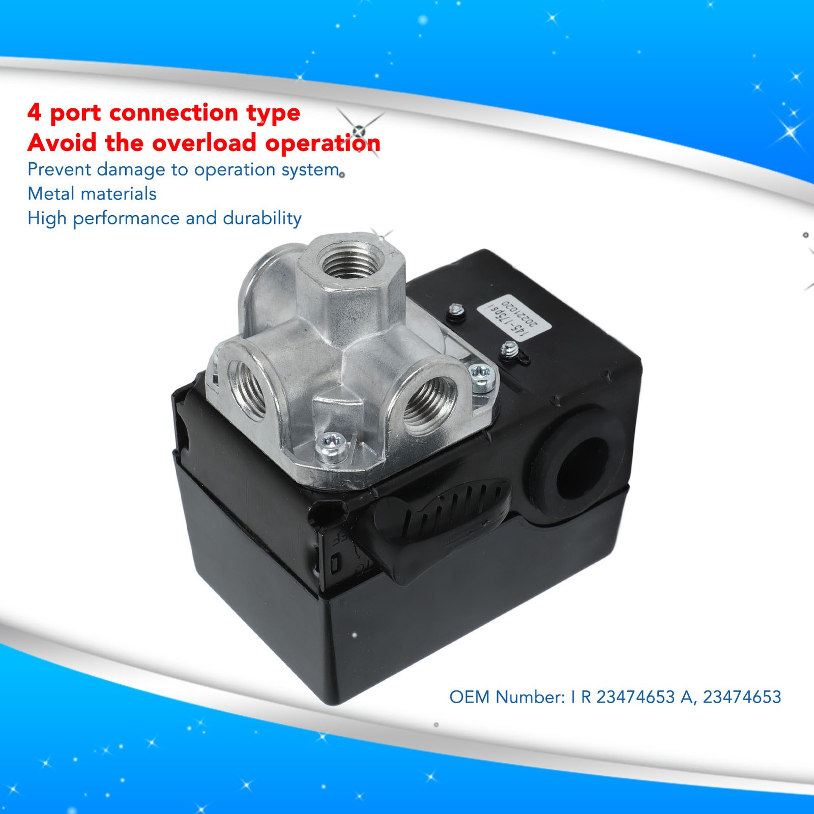 4 Port Pressure Switch Replacement Adjustable Unloader Metal Function For Heavy