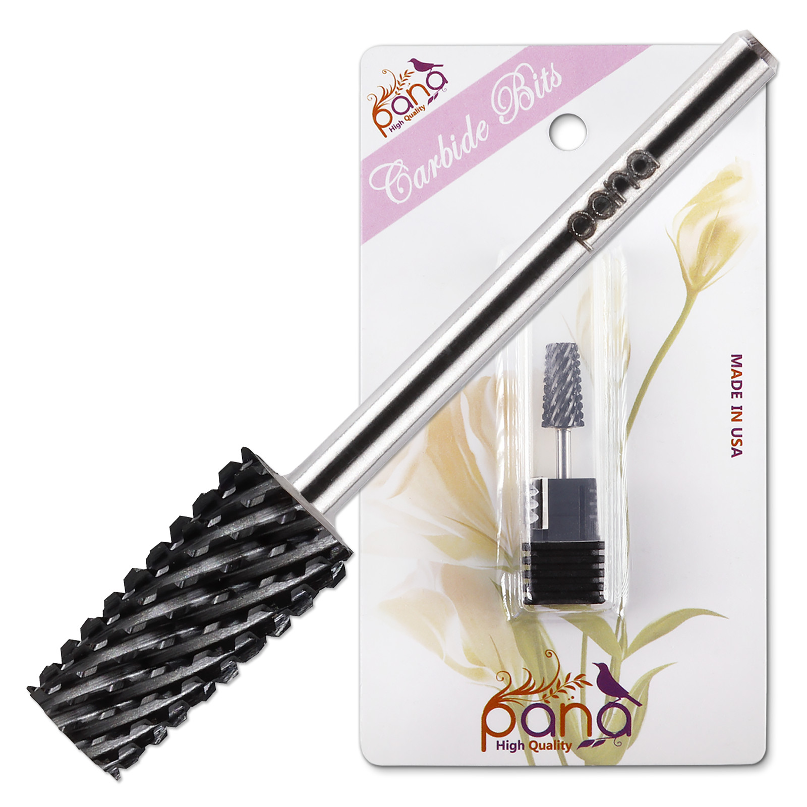 Professional USA DLC Black Tapered Barrel Nail Drill Bit - Coarse