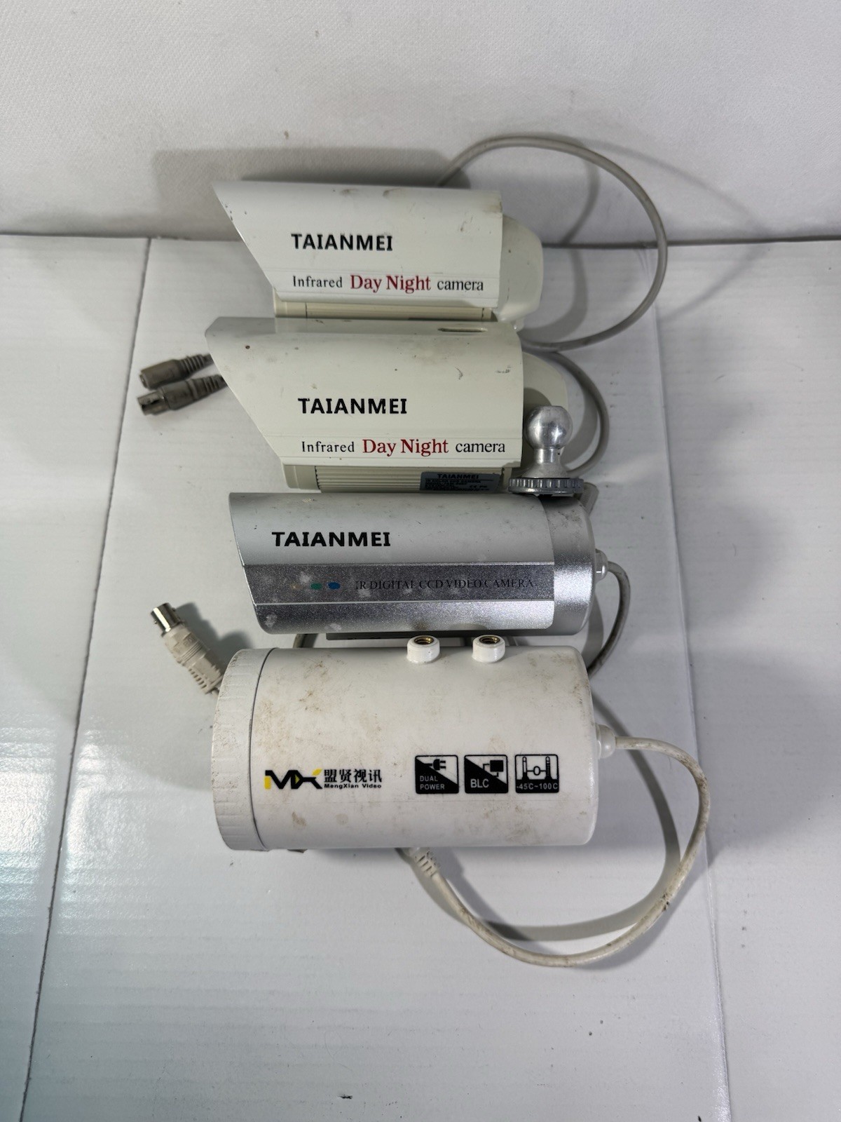 (4) Taianmei Security System Cameras IR Color CCD Camera  - Untested For Parts