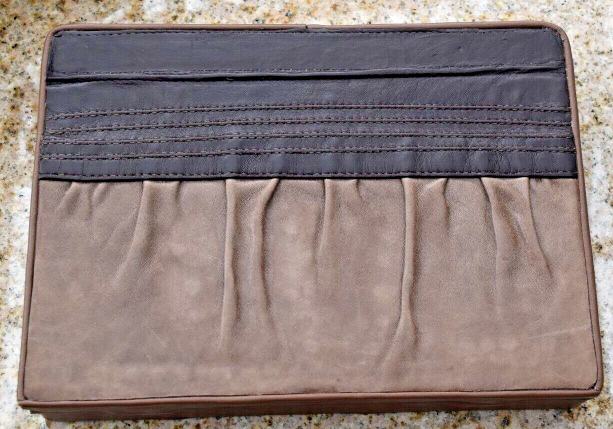 Leather Covered Wooden Box Lined w/Leather Jewelry Box Trinket Box 10" x 8" x 2"