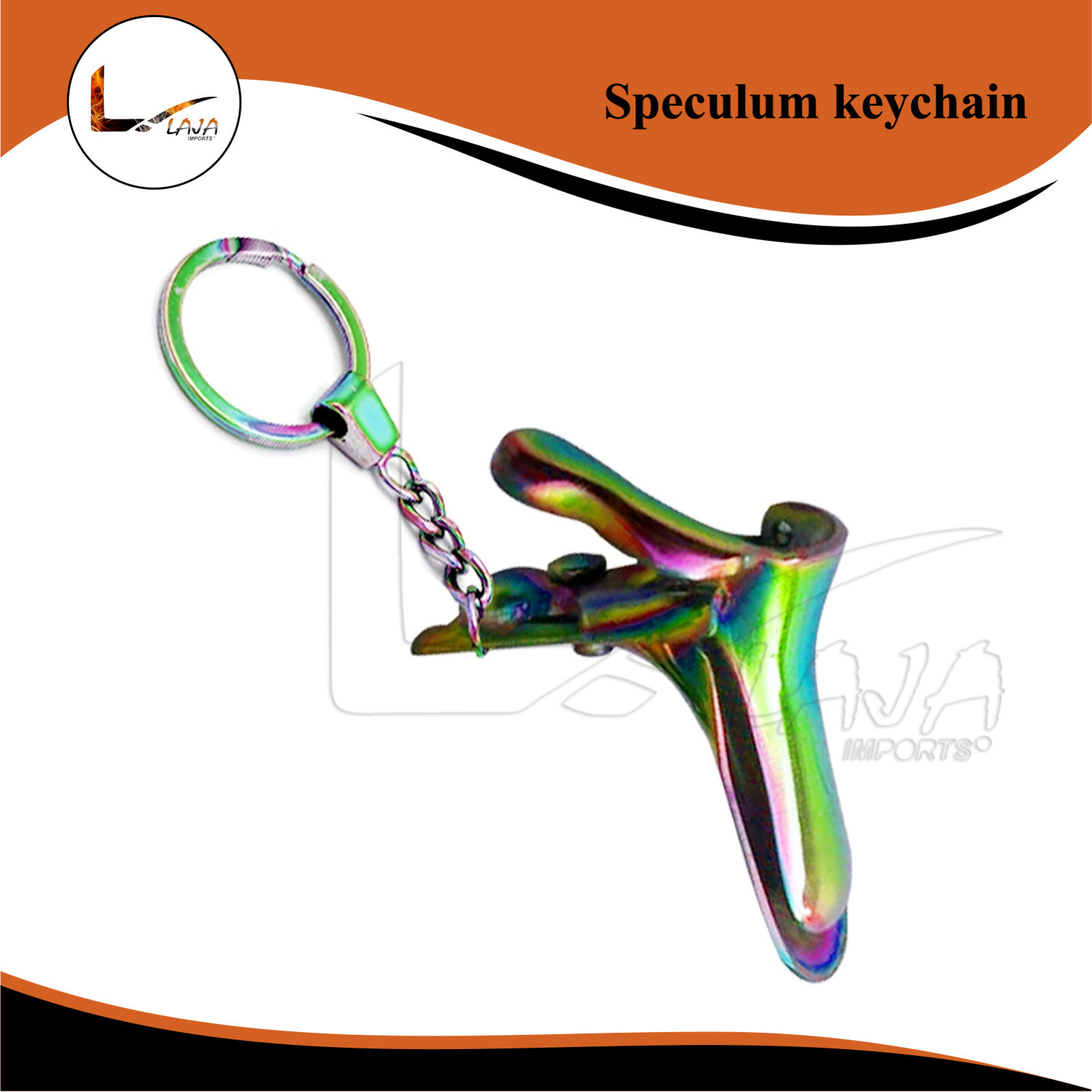 Miniature Multi Titanium Rainbow Gynecological Speculum Keychain