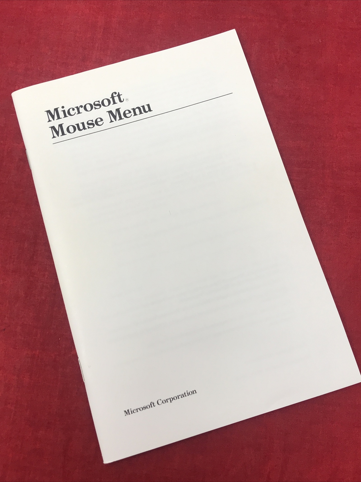 VTG 1984 Microsoft Mouse Menu Document Booklet 8810-100-00 60 Pages