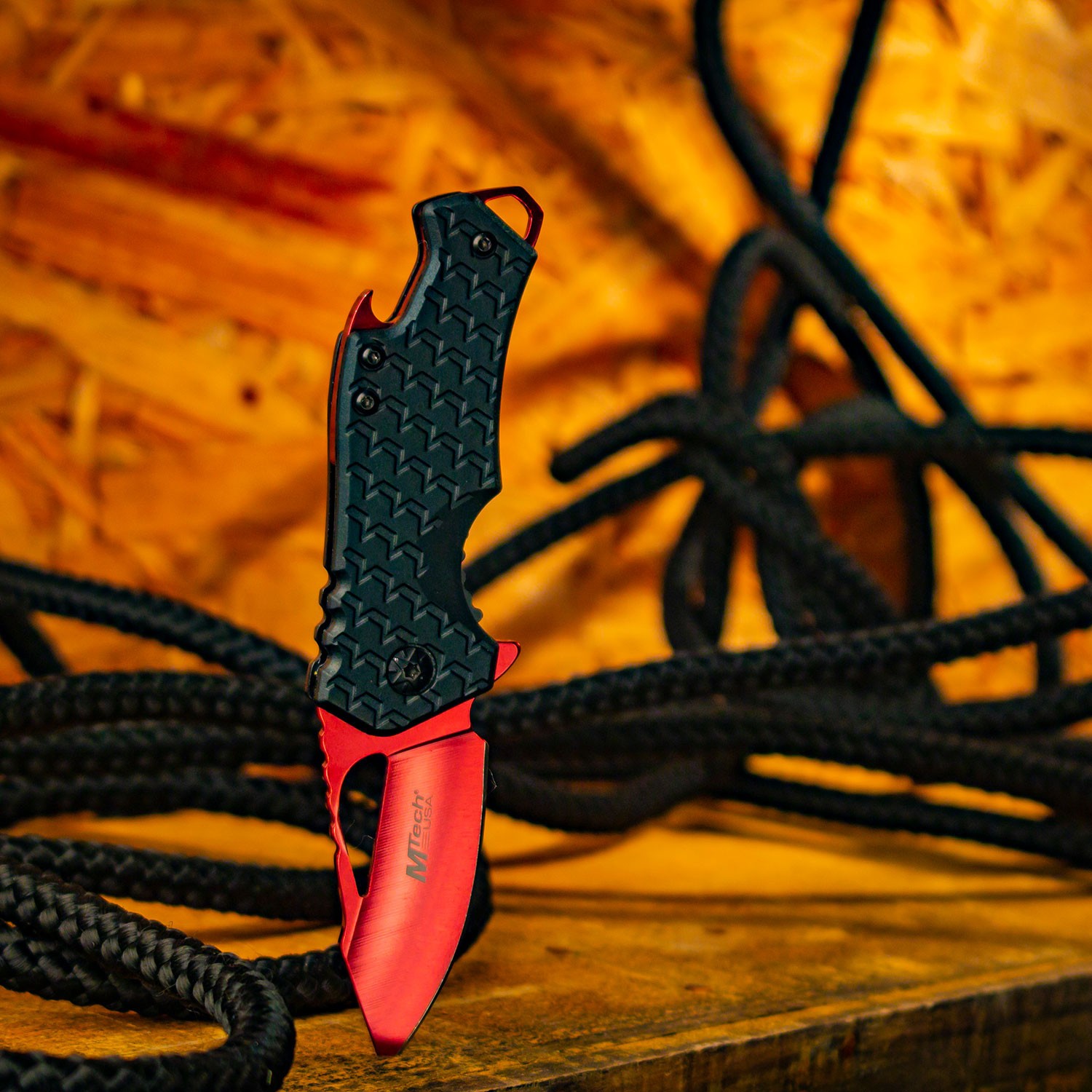 MTech USA Spring Assisted Knife w/Nylon Fiber Handle & Clip-Bottle Opener+Wrench
