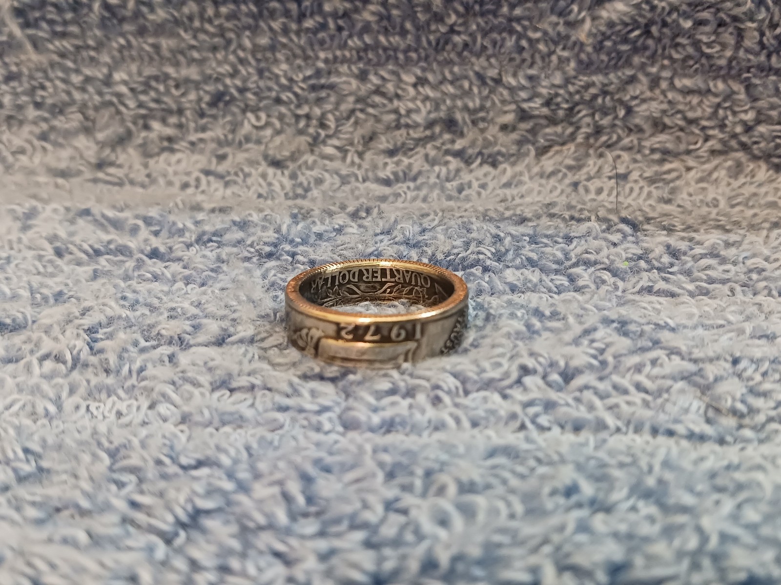 1972 Washington Quarters, Handmade Coin Ring, Size 7-1/2