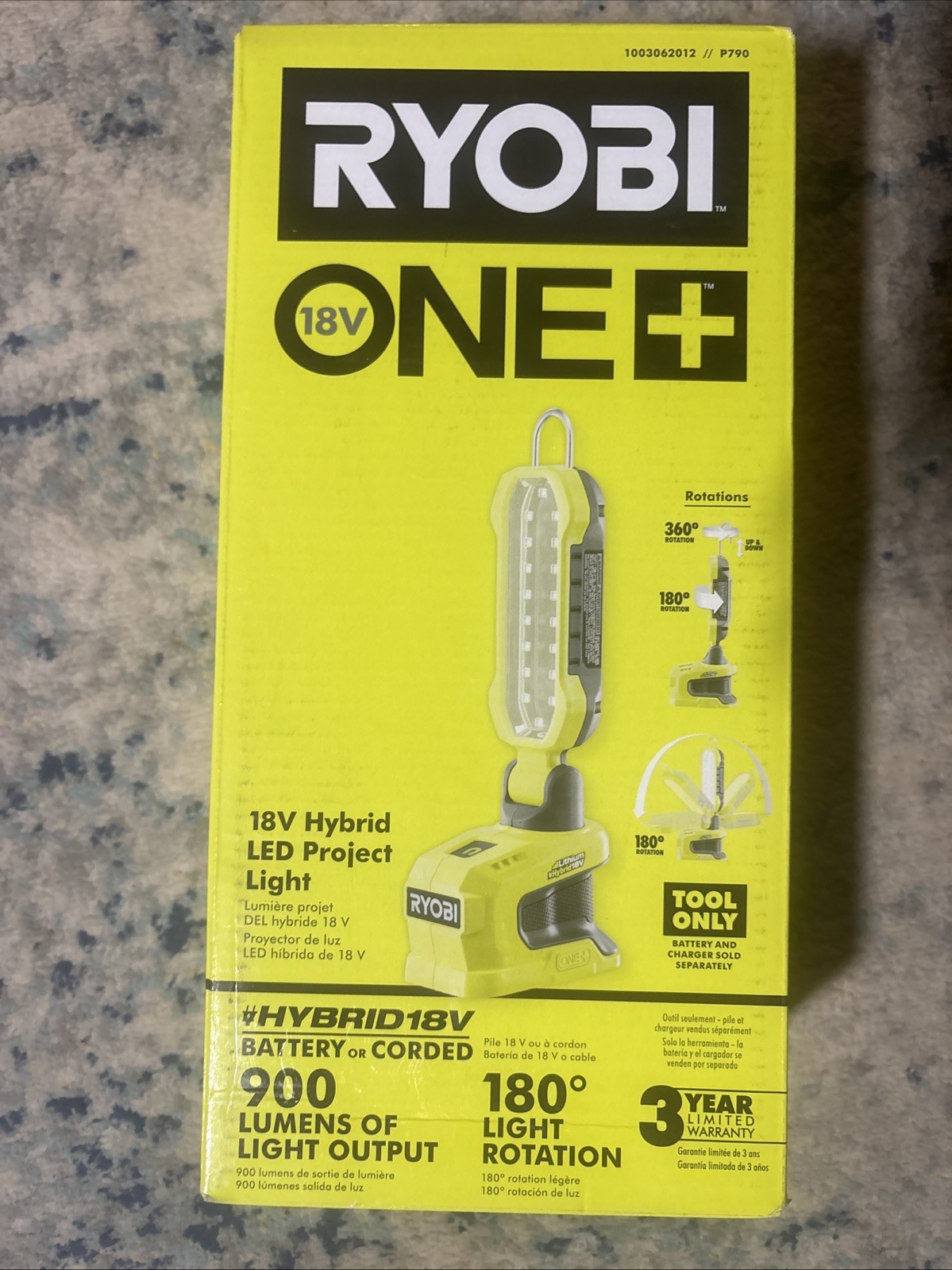 Ryobi P790 ONE+ 18V Hybrid LED Project Light (Tool Only) NIB