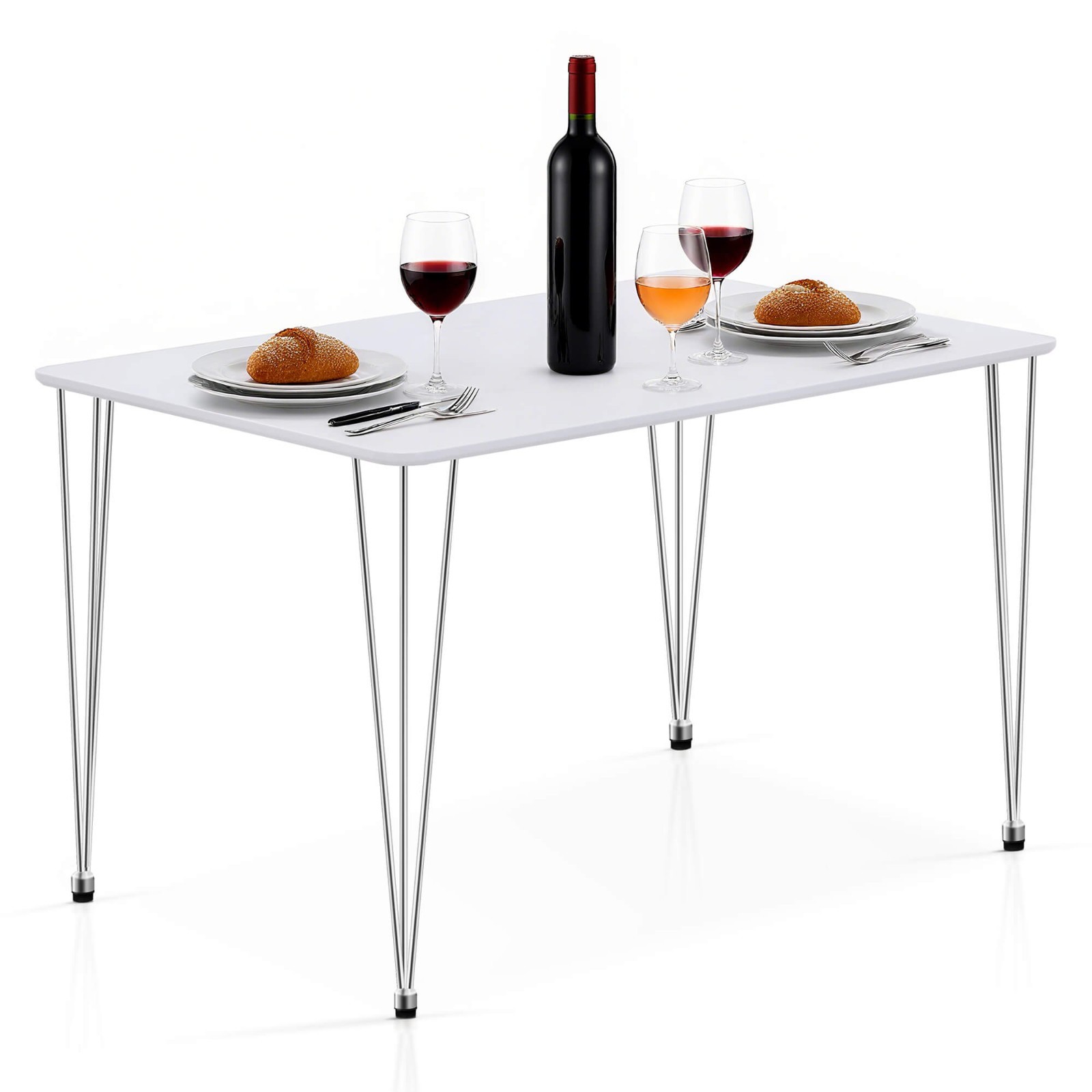 Ivinta White Dining Table for 4-6, Modern Kitchen Table for Dining Room