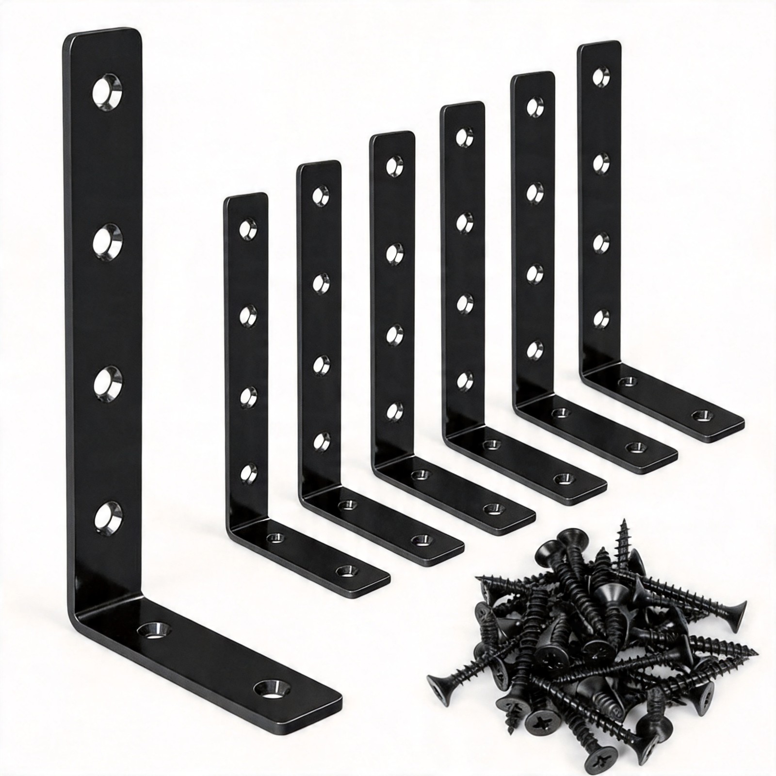 NEW 8 Pack Shelf Bracket 5x3 Inch Stainless Steel Black L Angle Corner Brace