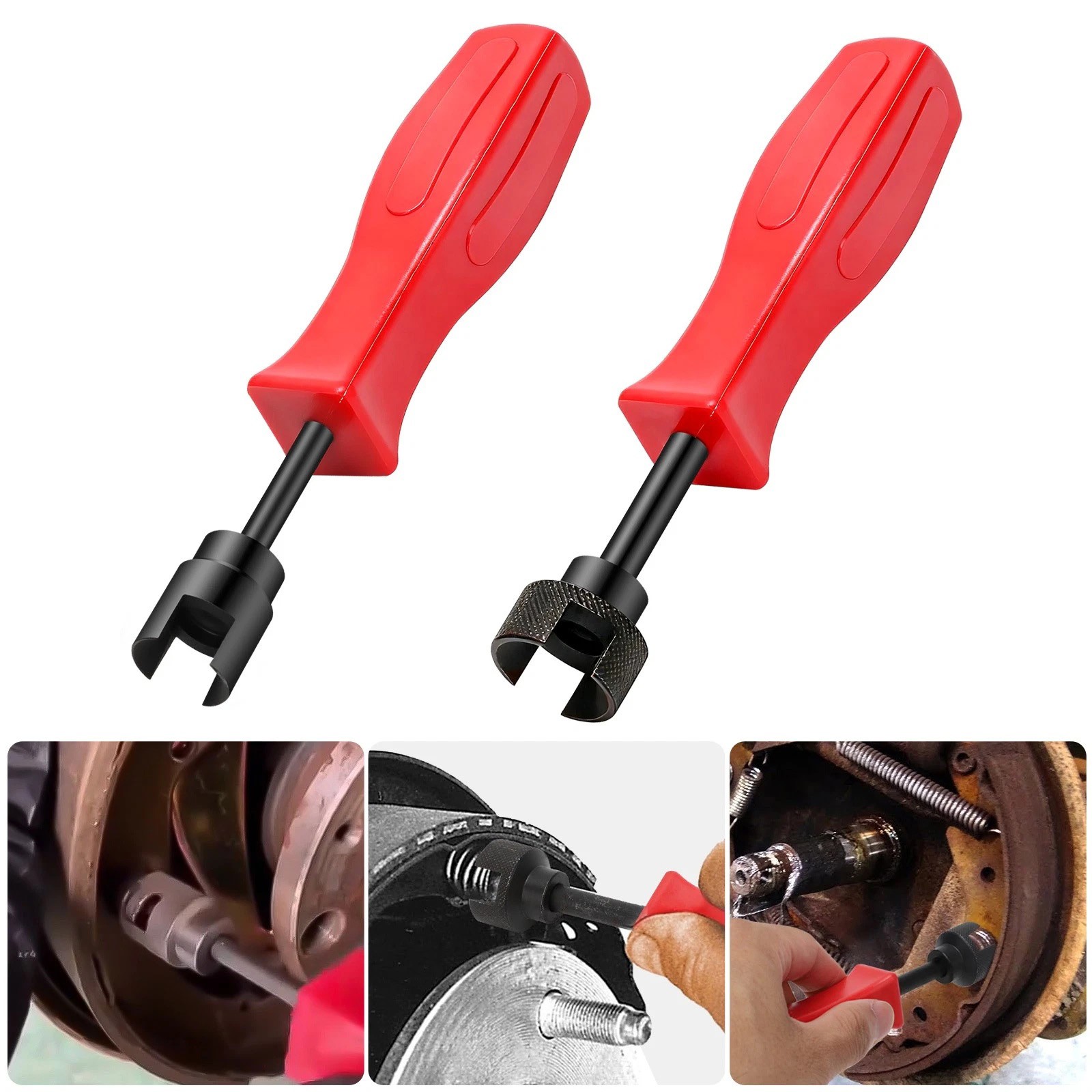 Steel Brake Spring Remover Set 2 Pieces with Red Handle for Automotive Service
