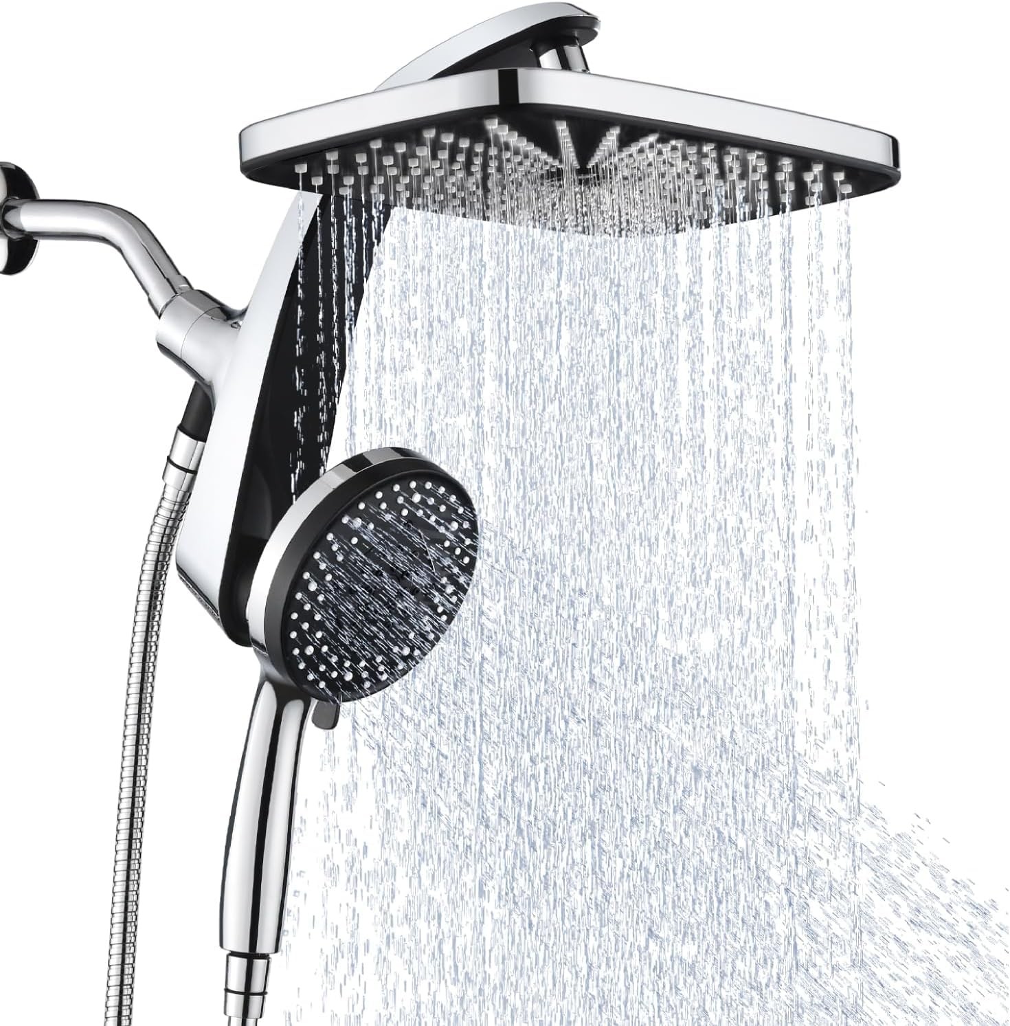 BOZYBO Rain Shower Head with Handheld: High Pressure 2.5 GPM, Chrome