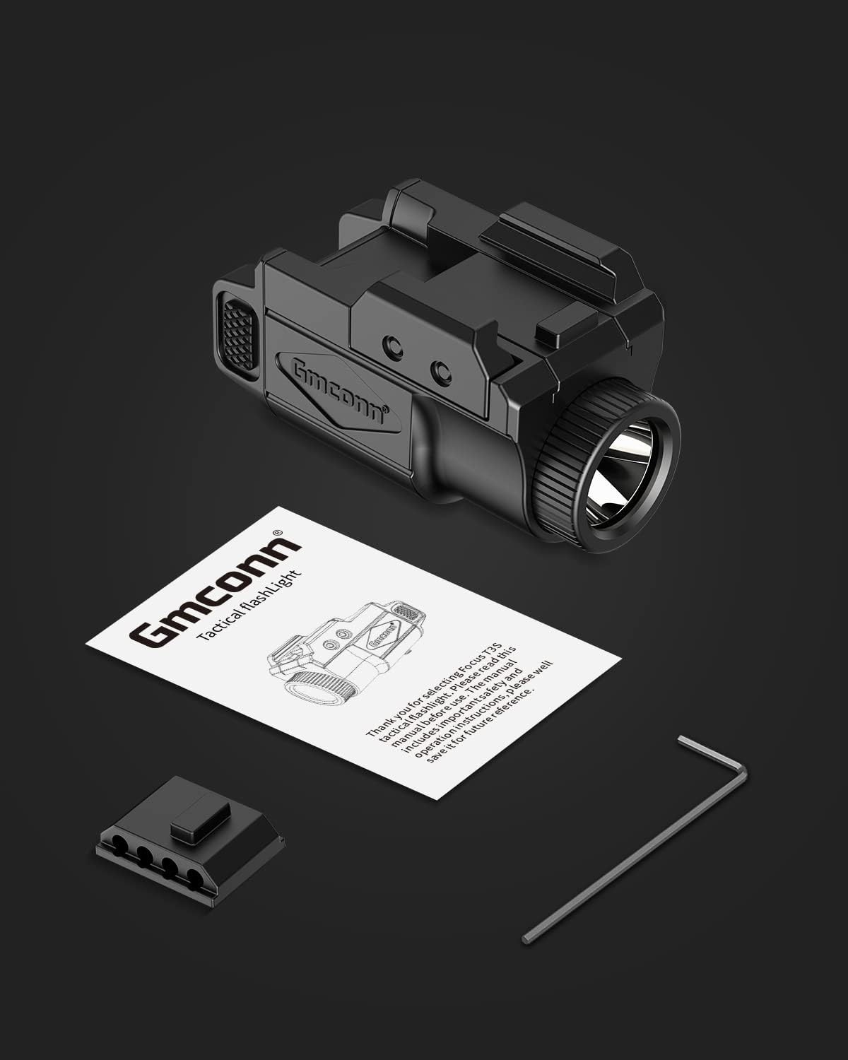 Gmconn 700 Lumen Pistol Light, Compact Adjustable Rail Mounted Flashlight Mini W