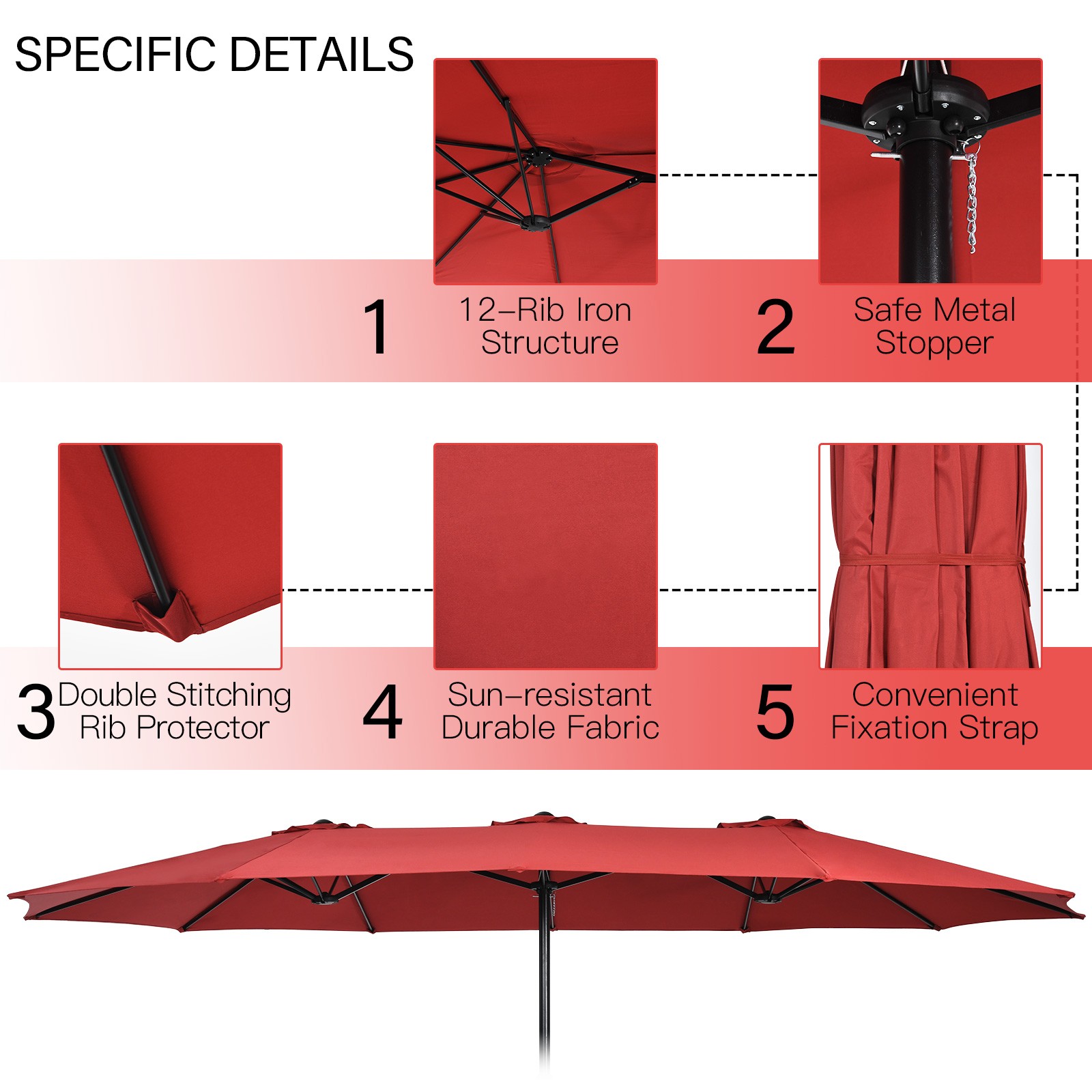 11PCS Patio Wicker Dining Set w/Double-Sided Outdoor Umbrella 8 Stackable Chairs