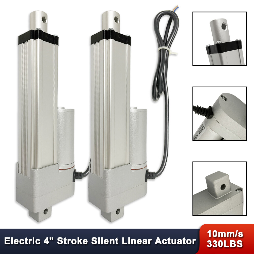 2pcs 4" Stroke Linear Actuator Silent mode DC12V 1500N 10mm/s Actuator Motor
